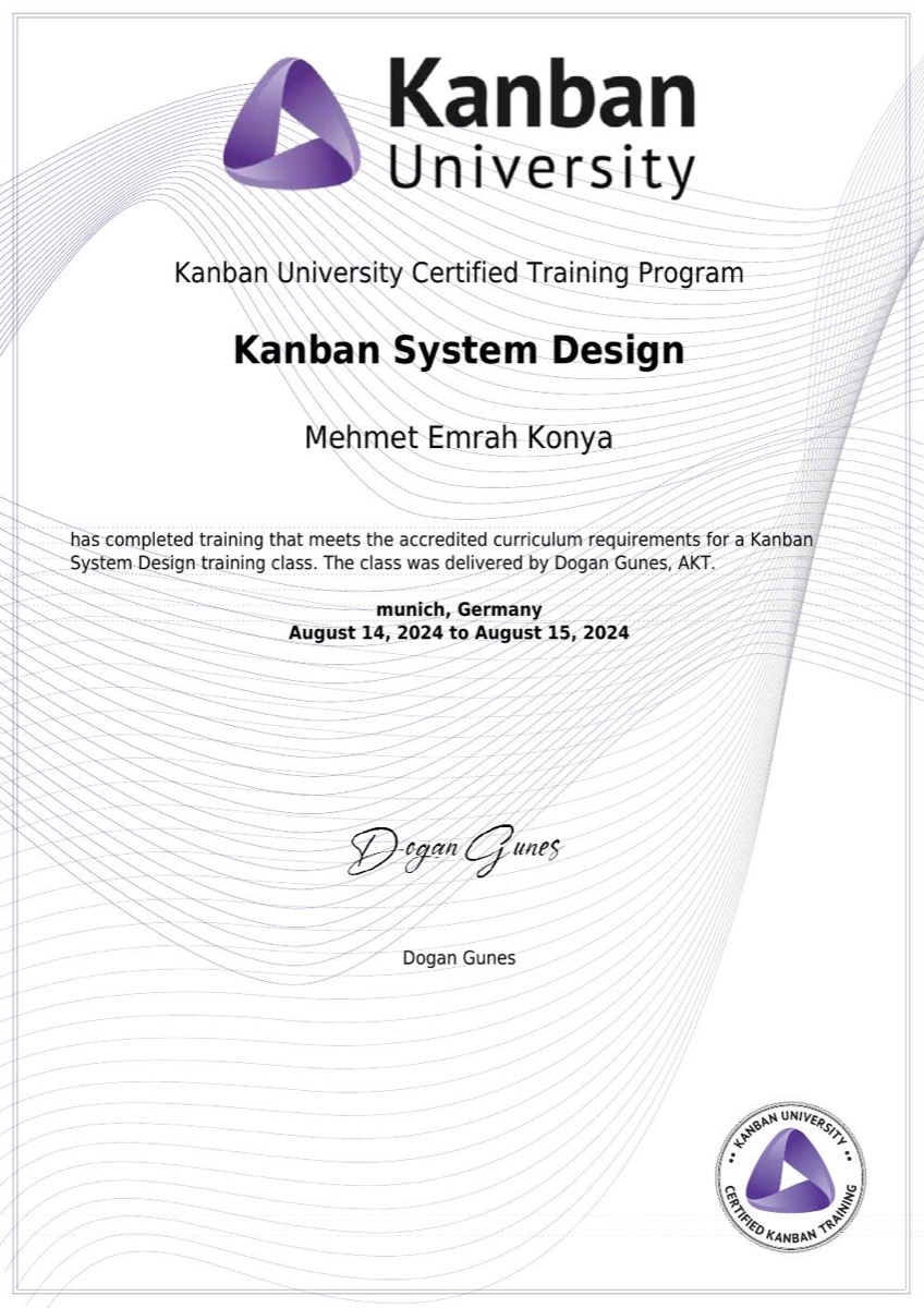 Kanban System Design eğitim sertifikası