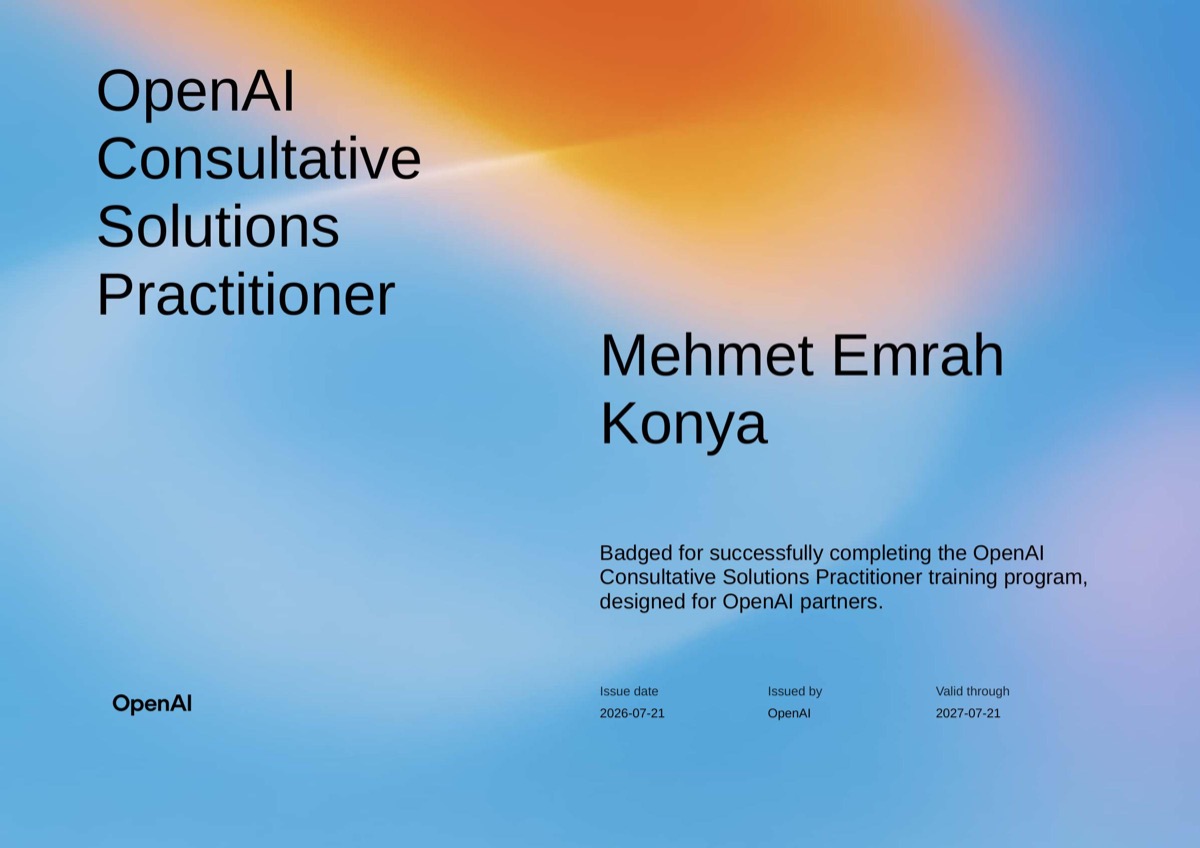 OpenAI Consultative Solutions Practitioner sertifikası
