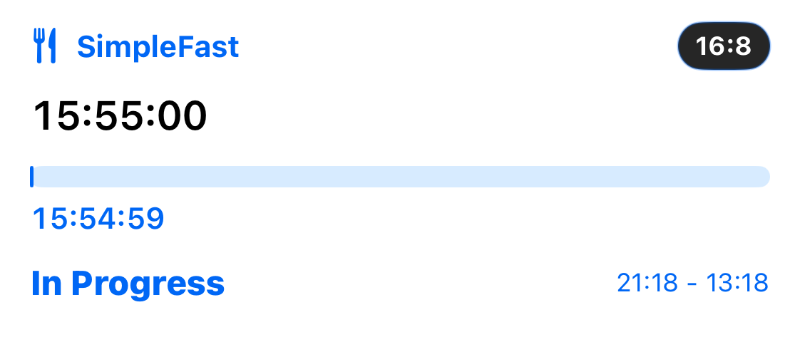 Simple Fasting App Live Activity verified on a real device